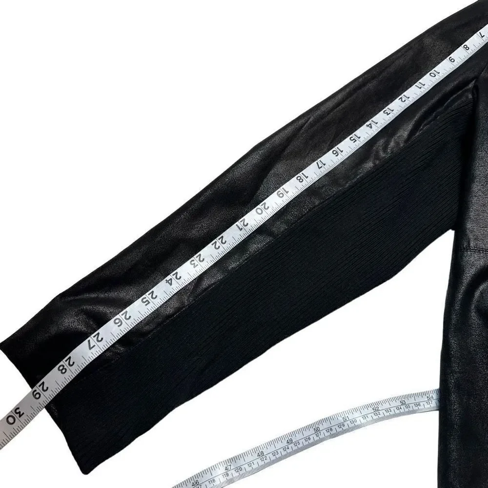 M by Mark Bouwer Black Shimmer Moto Jacket Draped Neckline Side Zip Womens Large